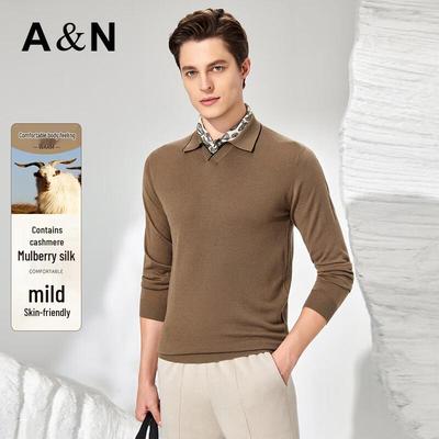 Antonio Herren Kaschmir-Seidenmischung Langarm Strickpolo