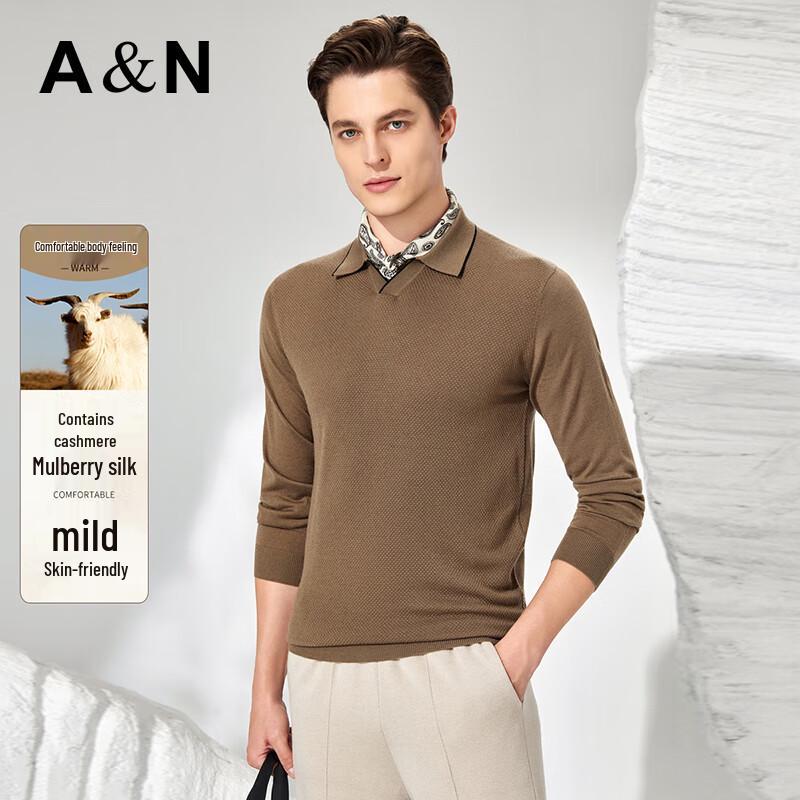 

Мужское трикотажное поло с длинным рукавом Antonio из смеси кашемира и шелка 3XL / 56