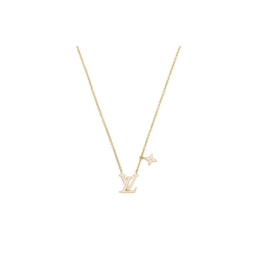 Louis Vuitton Lv Iconic Floral Adjustable Enamel Brass Necklace Women necklace Pink M01215