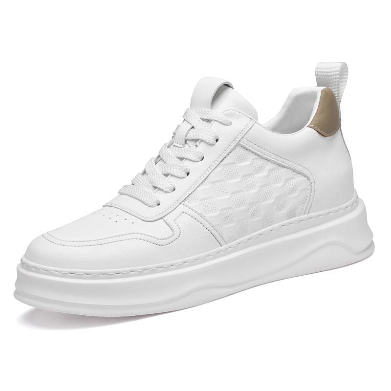 89007 Men'S And Women'S Inner Height-Increasing Board Shoes Platform White Shoes Muffin Shoes Spring And Autumn Low-Top Cowhide Surface Sports Shoes