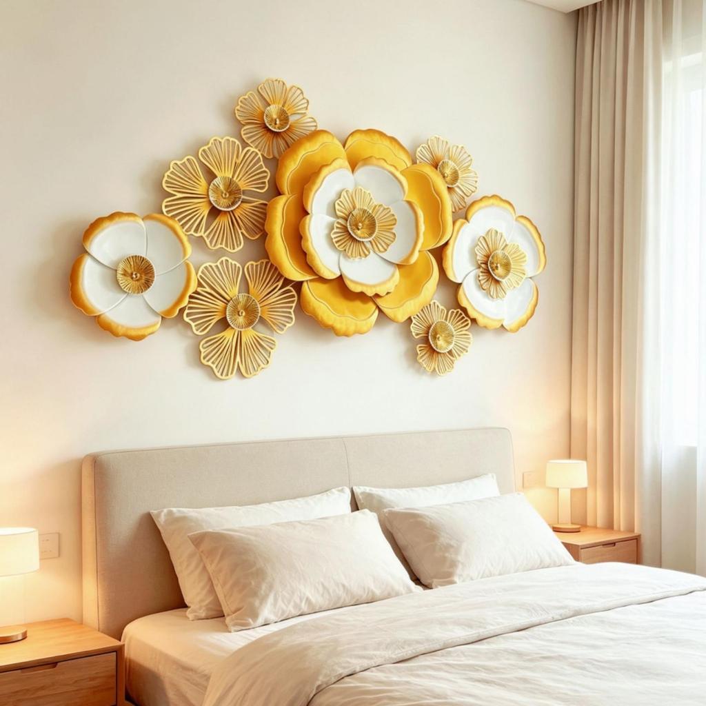 Metal Flower Wall Decor Layered Art Sturdy for Entryway