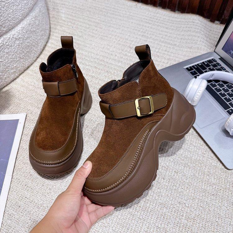 [Meng Ziyi's Same Style] Maillard Short Boots for Women 2025 Versatile Retro Style Design To Increase the Sense of Boots for Women