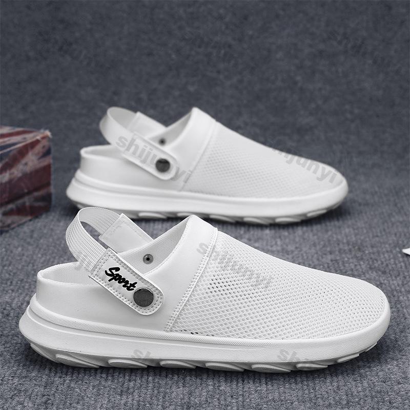 Fashion Men's Half Slippers 2025 Summer New Breathable Mesh Hollow Fashion Sandals Lightweight Comfortable Non Slip Outdoor Casual Flats