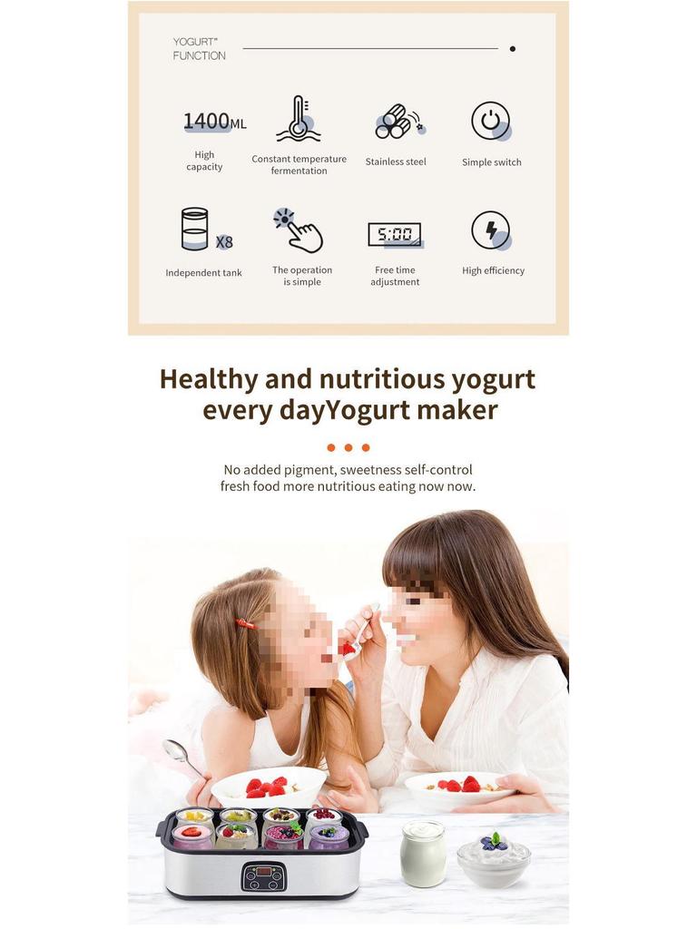 Multifunctional Yogurt Maker 2025: Complies with Australian, British, and European Standards. Makes Yogurt, Ice Cream, Pudding, Milkshake, and Jam.