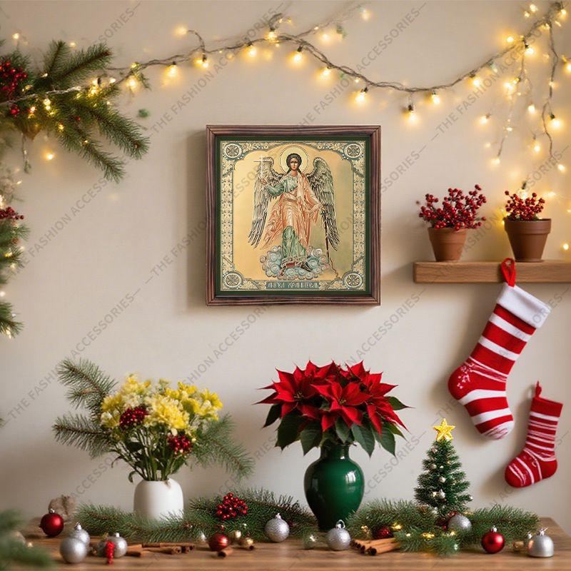 Decorative painting of Orthodox icons,Consecrated icon "The Guardian Angel",Photo frame painting,Christian Wall Art,20cm*20cm,Spiritual decor gift