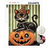 Halloween Black Cat On Pumpkin Pearl Painting Art Full Pearl Handmade Diy Home Decorations