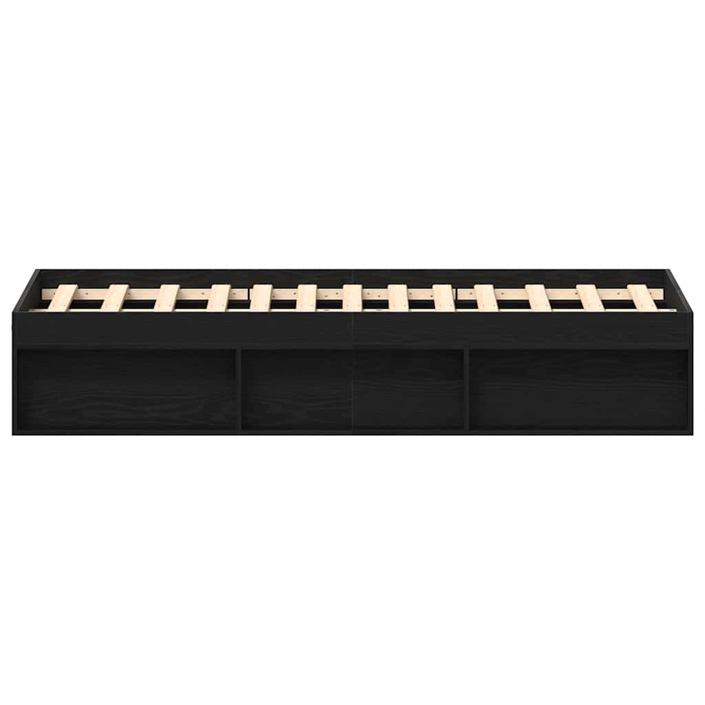 Bed Frame without Mattress Black Oak Look 135 x 190 cm