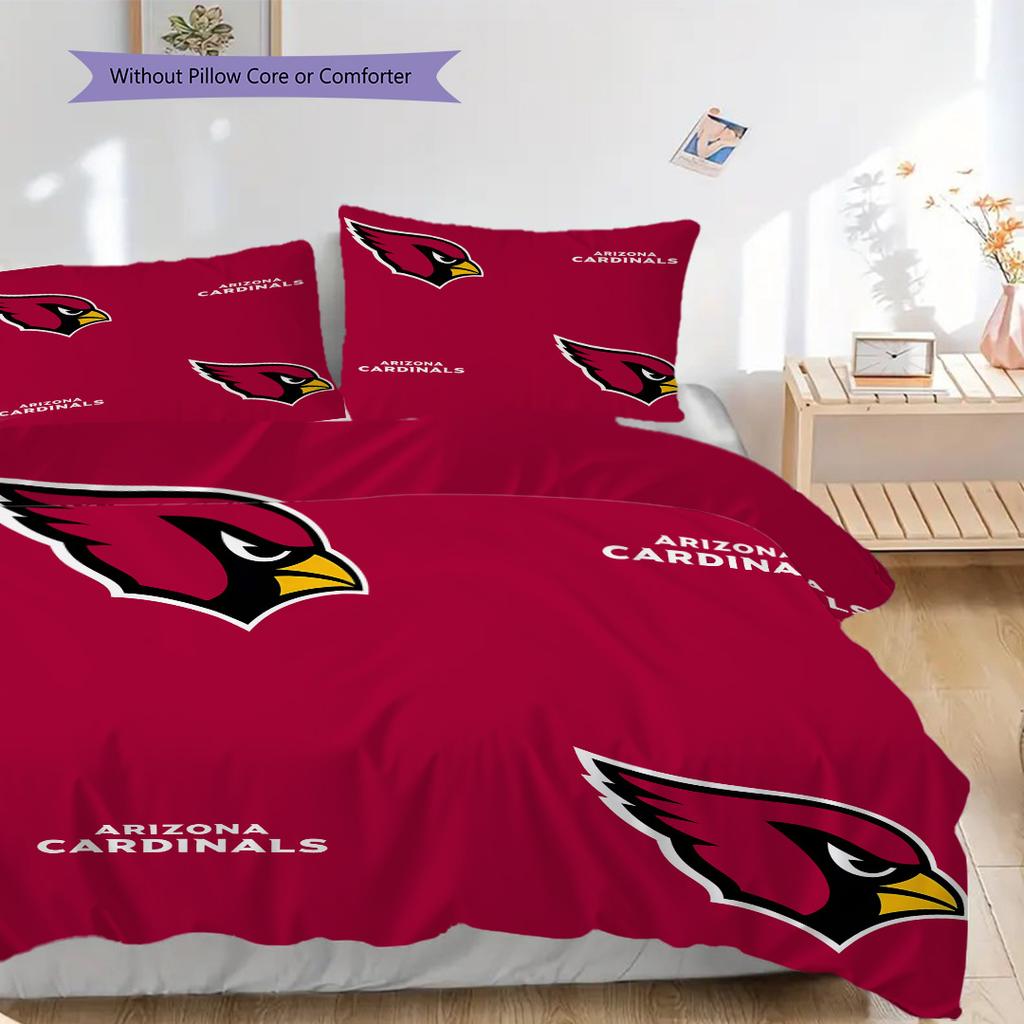 Arizona Cardinals Pattern Bedding Quilt Set Quilt Cover Pillowcase Home Decoration Birthday Gift (1 * Duvet Cover + 2 * Pillowcase, Without Core)