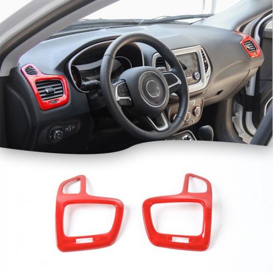 Inner Dashboard Side Air Vent Outlet Trim Cover Frame for Jeep Compass 2017+ Red