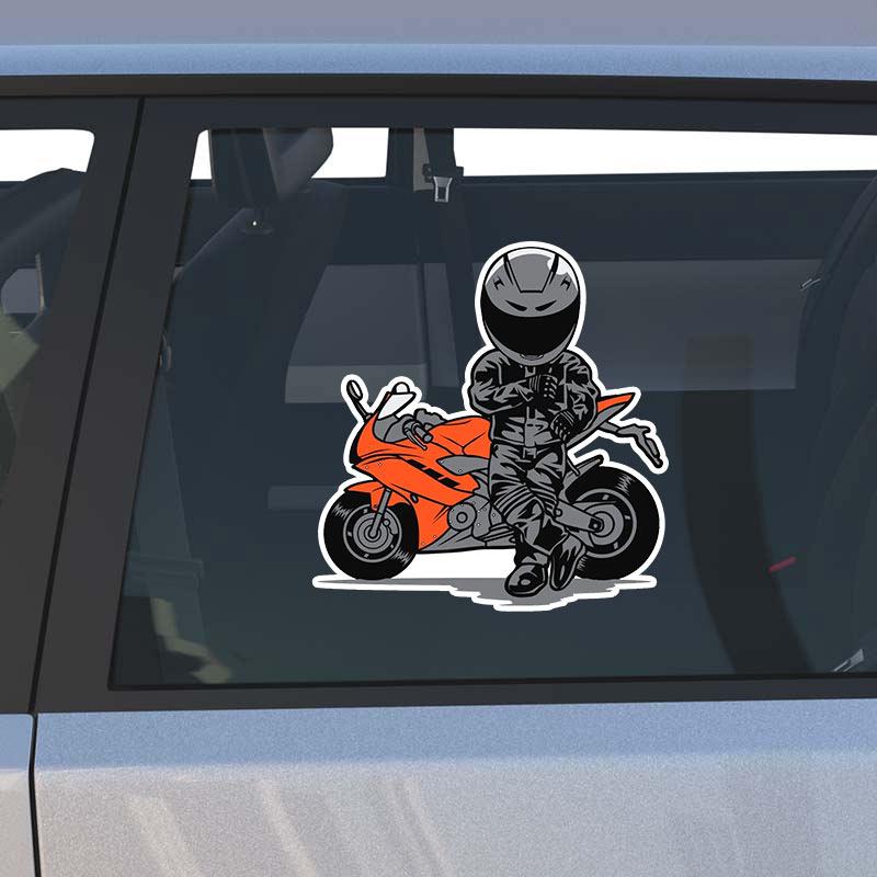 Kinder Fahren Motorräder Autoaufkleber Wasserdichte Vinyl-Abziehbilder Auto Karosserie Fenster Stoßstange Dekor Motorradhelm Aufkleber TM141