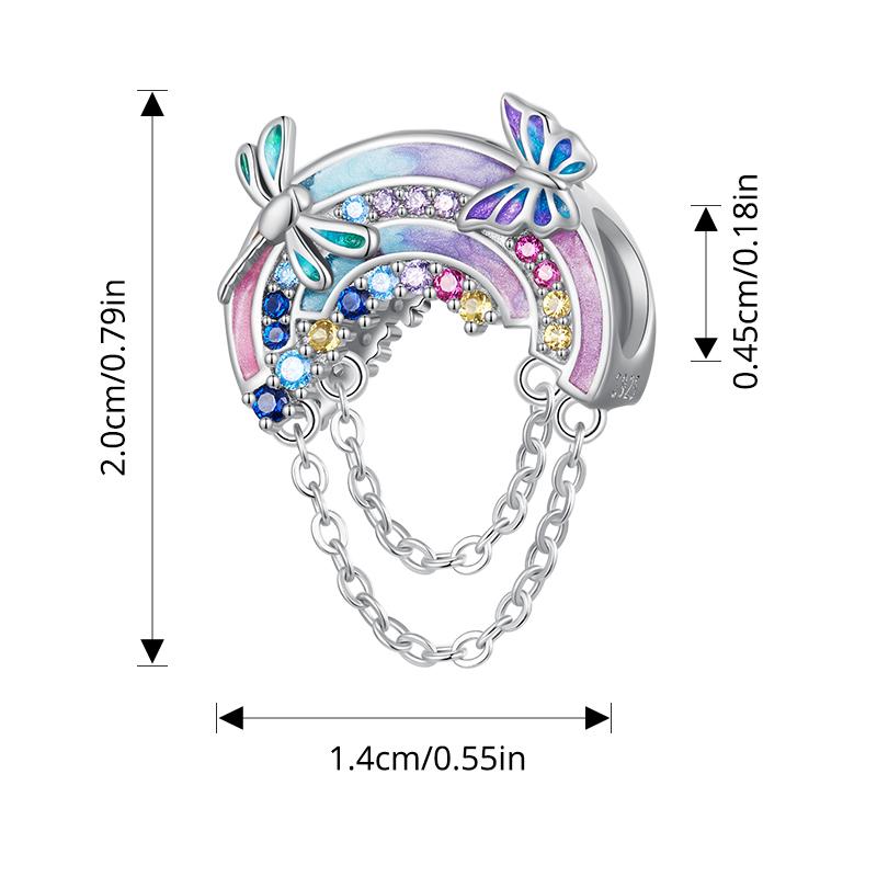 BAMOER 925 Silver Lotus Tassel Silicone Beads Pink Link Chain Charm for Women Bracelet DIY Jewelry Accessories