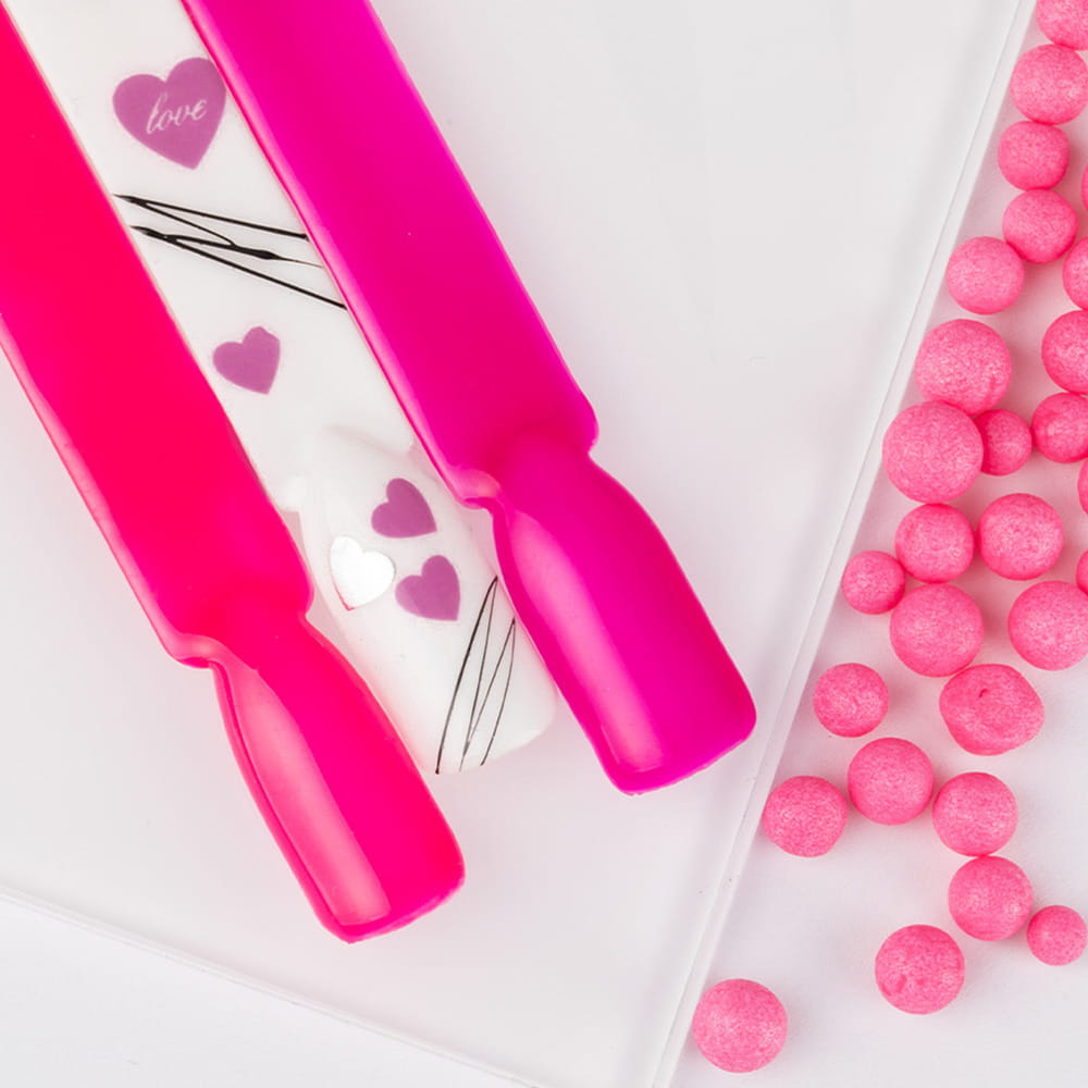 Nail Art Stickers, thin, self-adhesive, neon pink hearts, Z-D4214