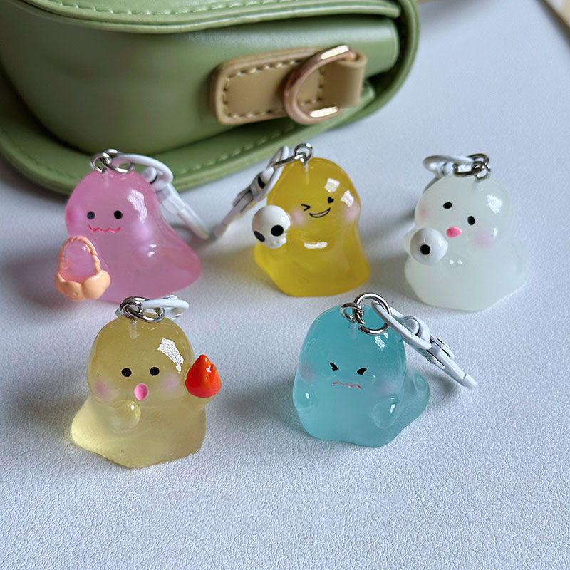 Halloween Ghost Keychain Luminous Halloween Boo Basket Stuffers Glow In The Dark Keychains Phone Pendant Charms Car Key Ring Set