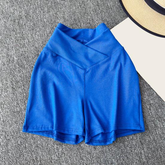 Women Shorts V-Shaped High Waist Design Pure Color Yoga Shorts Elastic Waistband Butt-Covering Summer Short