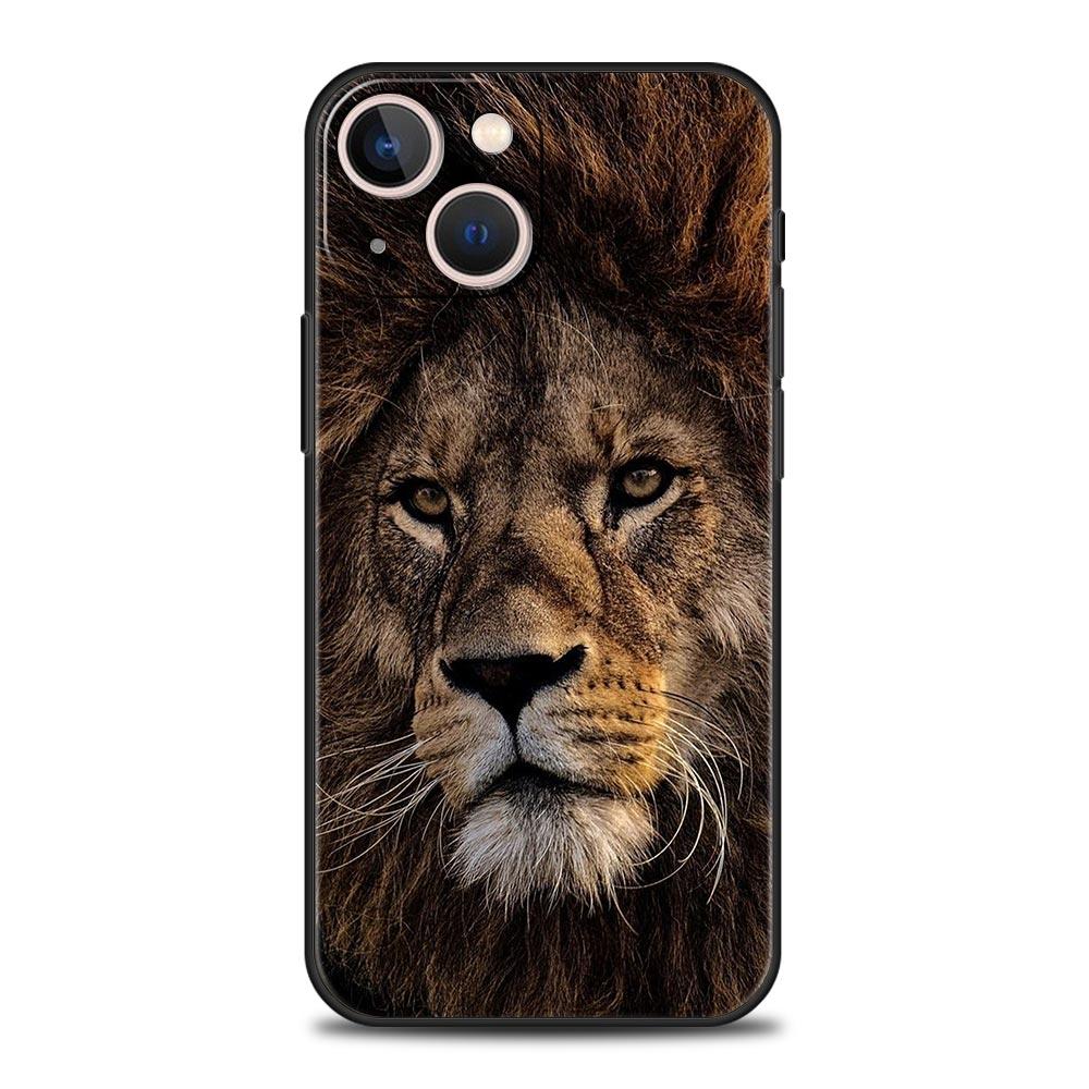 Lion King Animal Phone Case For iPhone 17 16 15 Pro Max 11 12 13 14 7 8 Plus SE 2020 X XR XS Cover Soft Black