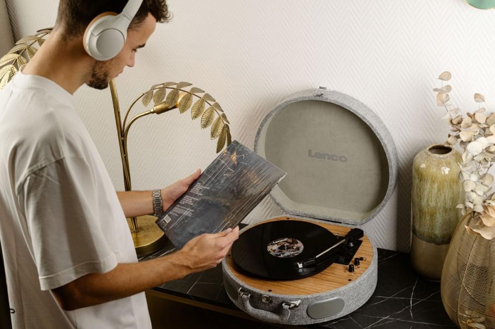 LENCO LS-66GY - Turntable with Speakers and AT-3600 Cartridge, Lenco