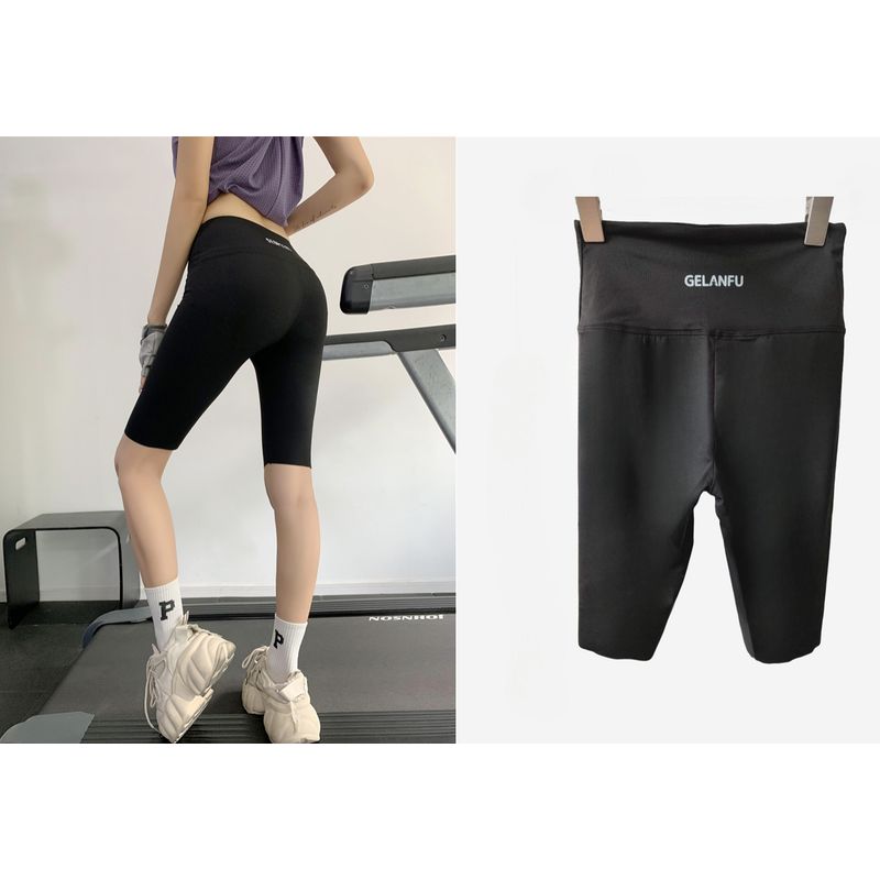 

Fancy Yoga Clothes for Women Mid Length Long Length Quick-Drying Short-Sleeved T-shirt Slim Looking Thigh-Length Running Top Workout Clothes Summer Black Shorty Pants L