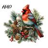 Festive Indoor Outdoor Glass Decals Christmas Bird Wall Sticker, Decorative PVC Decal with Pine Branch Cone And Winter Red Berry, Waterproof