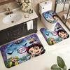 Demon Slayer Art 3Pcs Flannel Toilet Mat Set Bathroom Rug Bath Carpet Non Slip Home Decor Toilet 3 Pcs Bathroom Textile Set