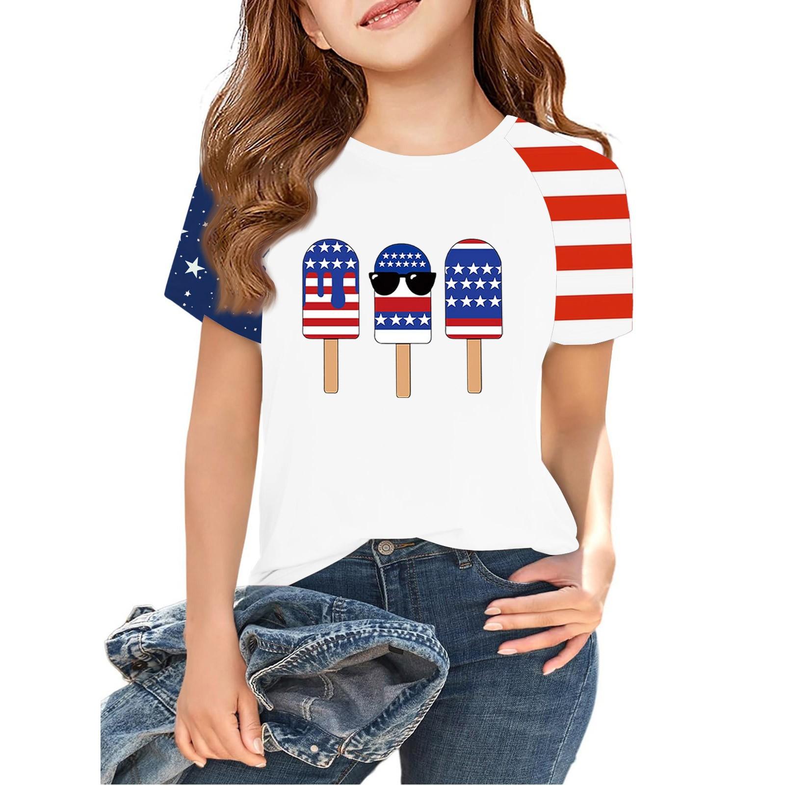 

Tops For Youth Kids Boy And Girls 2-10 Years Round Neck Short Sleeve Trendy Tops 140