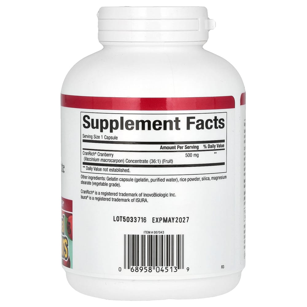 Natural Factors CranRich Super Strength Cranberry Concentrate 500mg Capsules, 180 Count