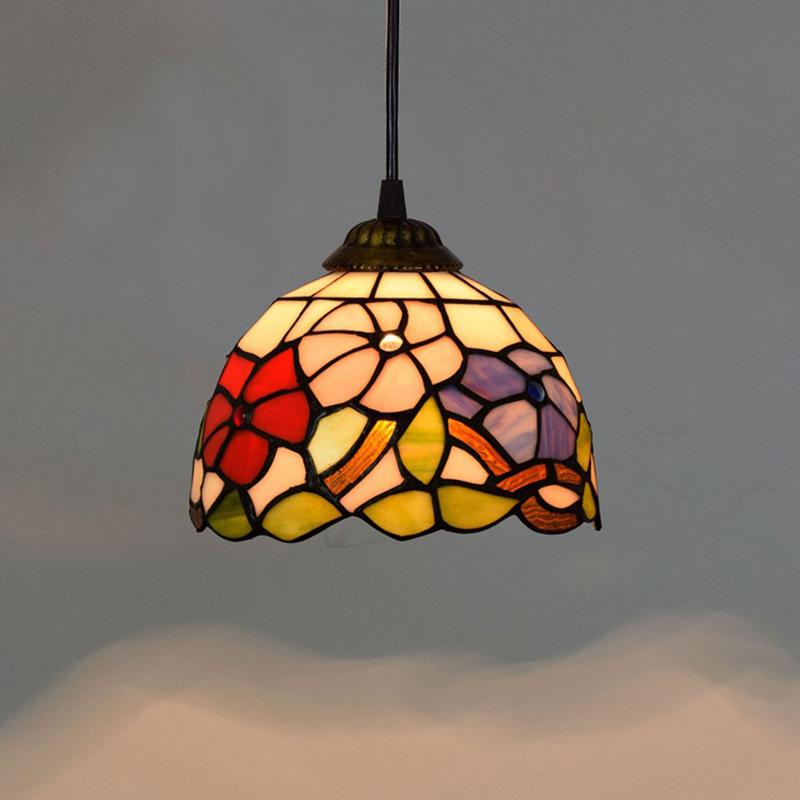 20cm/8“ European Stained Glass Pendant Lamp Dinning Room Chandeliers Hanging Light Bedroom Lighting Fixture Home Luminaria Decor