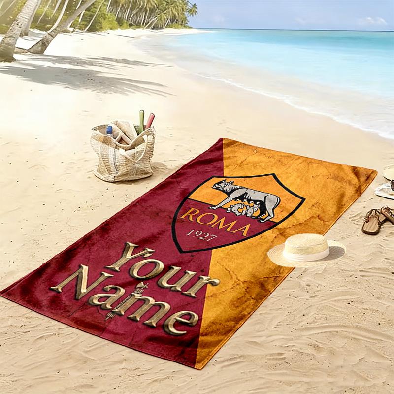 Name Custom AS Roma Logo Print Beach Towel, Large Soft Quick Dry Towel for Beach Camping Swimming