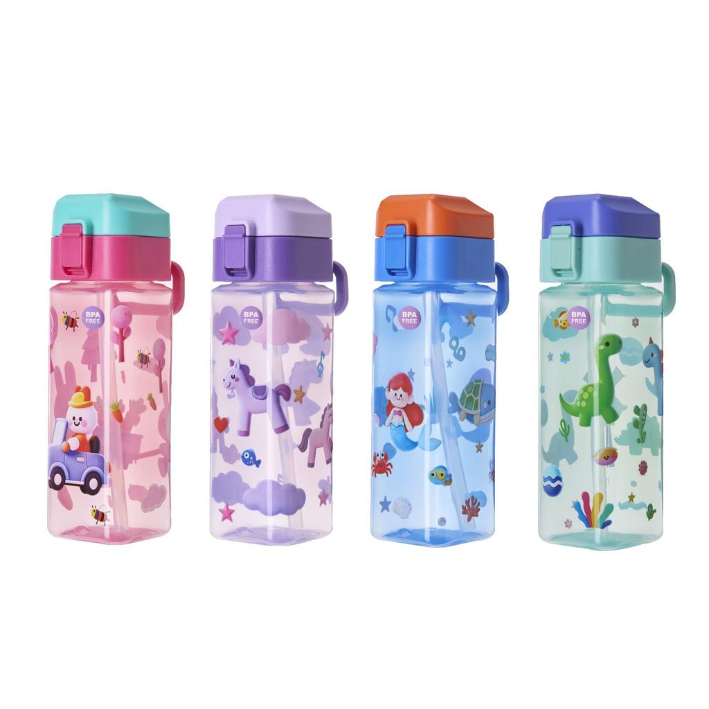 Water Bottle Dopamine Cartoon Children's Water Cup Tea Separation Leak-proof Plastic Cup for Students To School Portable Sports Water Cup