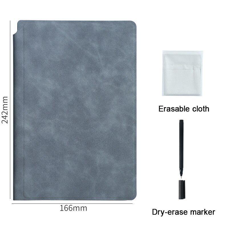 A5 Reusable Whiteboard Notebook Leather Memo Free Whiteboard Pen Erasing Cloth Weekly Planner Portable Stylish Office Notebooks