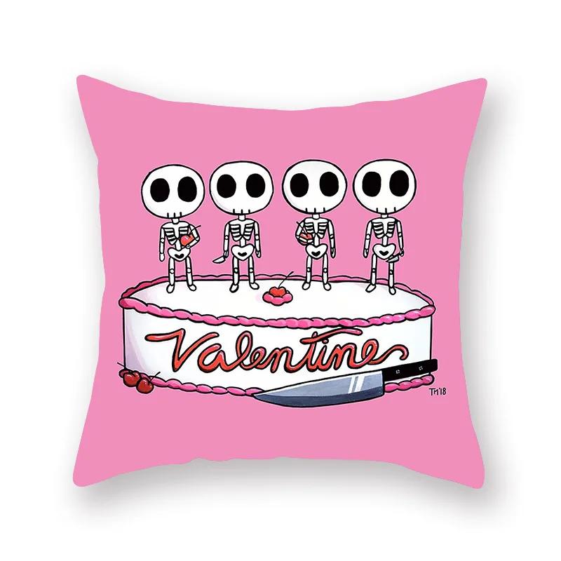 Cute Pink Red Heart Print Home Decor Pillow Sofa Cushion Cover Valentine's Day  Pillowcase