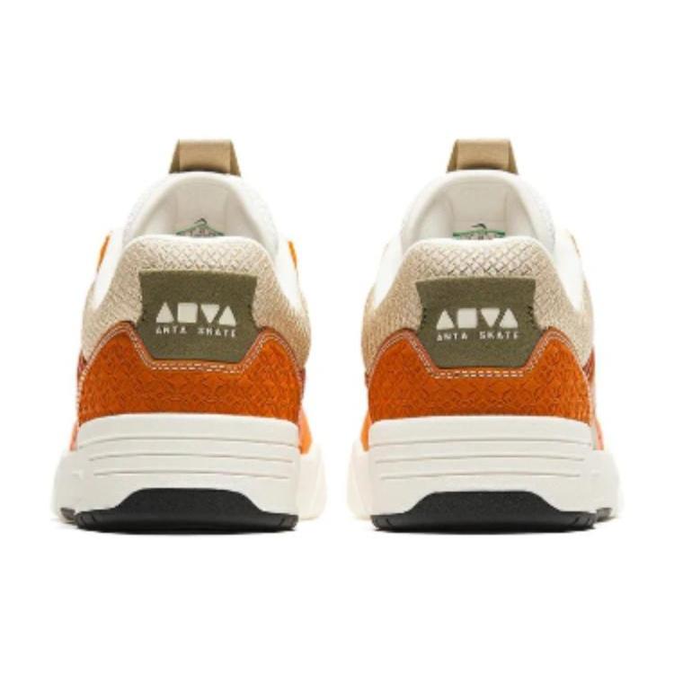 New Anta AOJIE Cushioning Wear Resistant Low Top Skateboard Shoes Men's Orange White 112418040-5