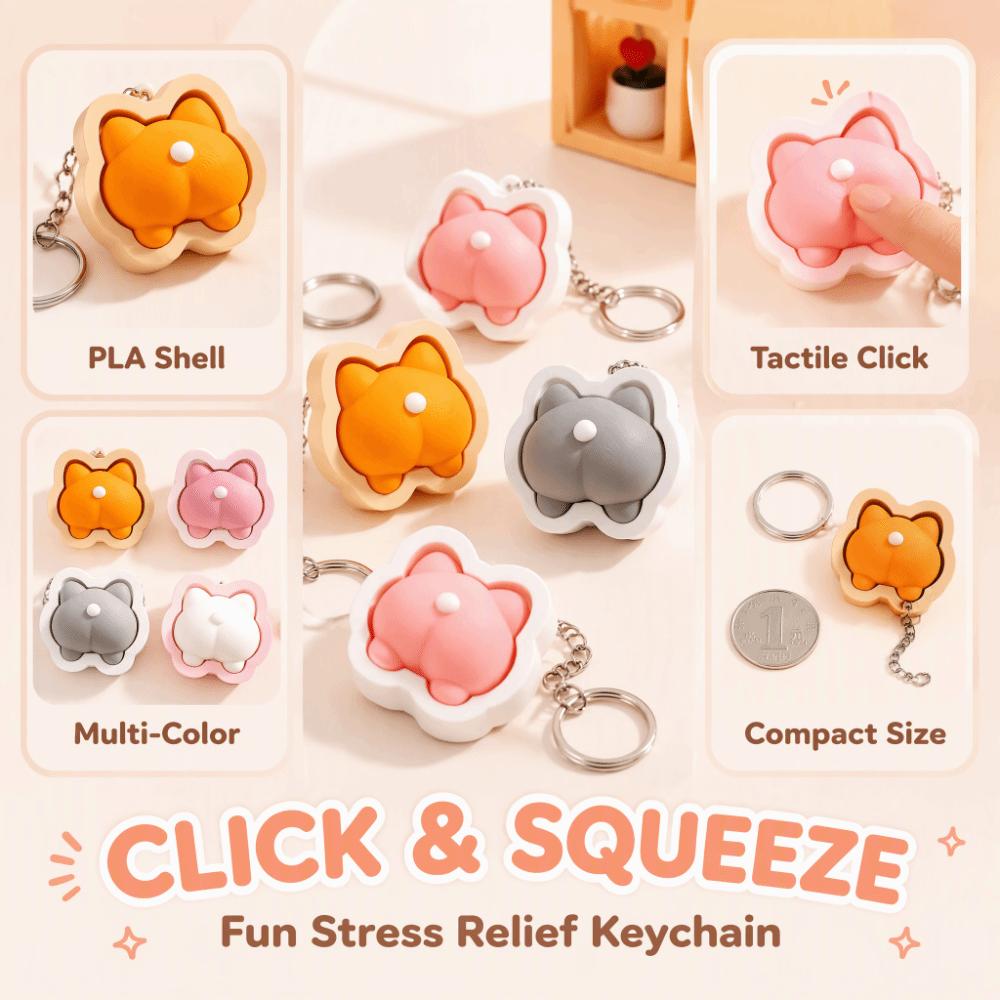Slow Resbound Finger Button Clicker Soft Squeeze Toy Keychain Fidget Keychain  Holiday Gifts