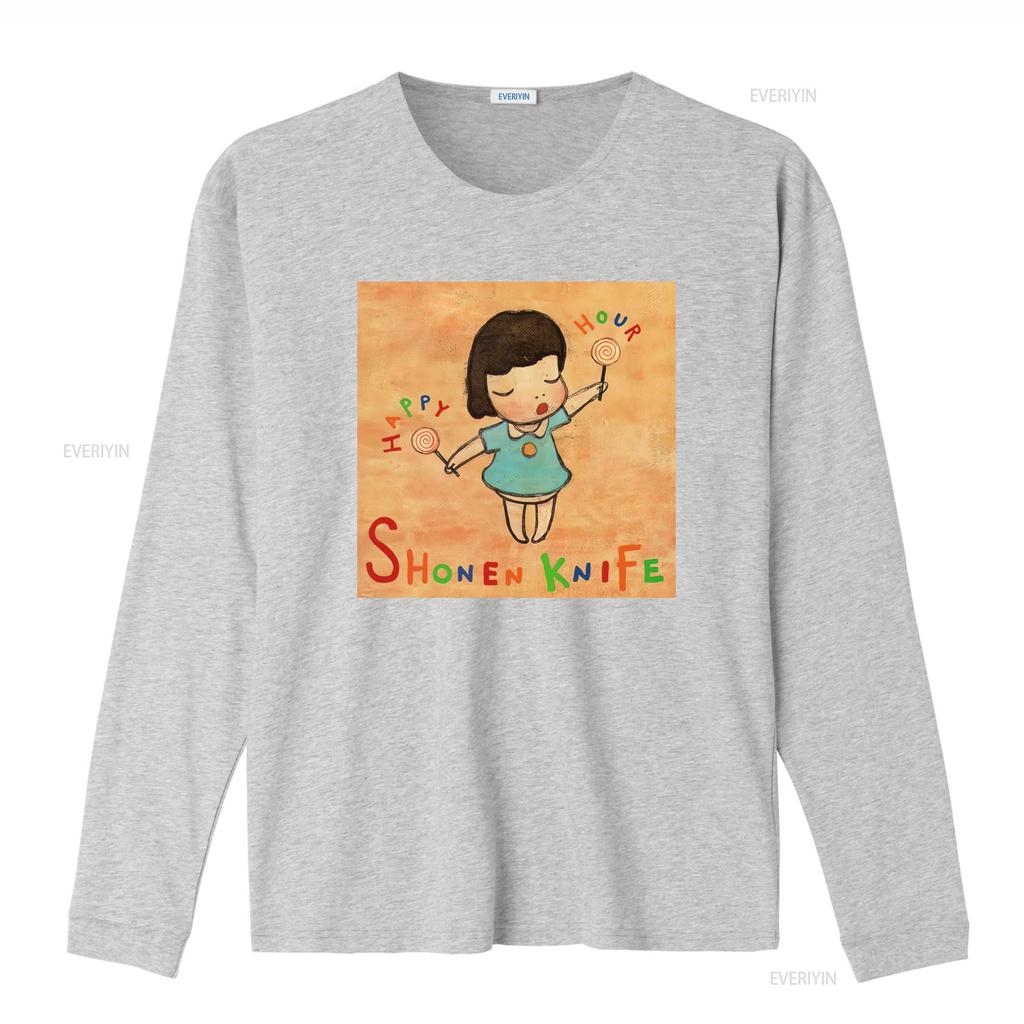 Shonen Knife Happy Hour Cartoon Girl Lollipop Print Casual Cool Classic Mens T Shirt Size S 4X vintage Washed Stylish homme