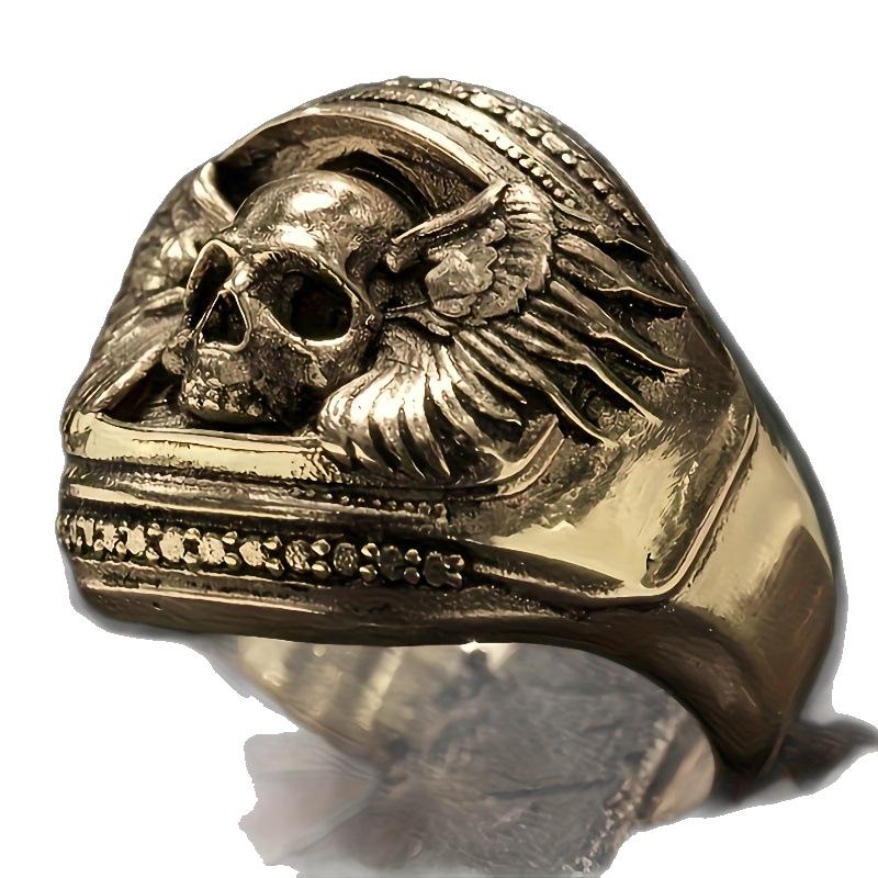 European and American Retro Skull Eagle Wings Men's Ring Trend