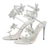 Eilyken Sexy CRYSTAL Flower Thin Heels Banquet Prom Women Sandals Street Style Open Toe Narrow Band Ankle Strap Gladiator Shoes