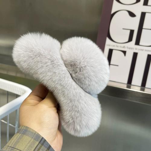 

Действительно большая заколка для волос кролика рекс, заколка для волос с темпераментом, новый милый плюшевый головной убор, аксессуары для волос.