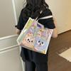 Cute cartoon transparent student tutoring bag texture large capacity waterproof zipper tote bag fashionable travel oblique span bag