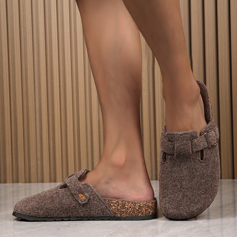 Fashion Men Half Shoes Casual Women Cork Clogs Slippers Fashion Suede Slip on Flat Sandals Soft-Soled Casual Sandals Antislip Outdoor