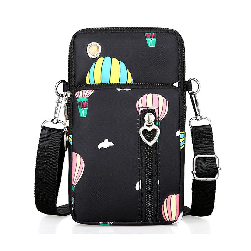 New Mobile Phone Bag, Women's Messenger Bag, Three-layer Zipper Nylon Bag, Vertical Model, Change Bag, Arm Bag.