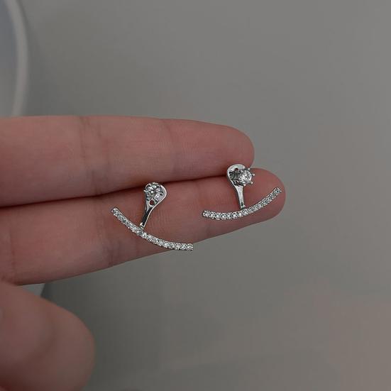 1 Pair Rhinestone Earrings for Women, Cubic Zirconia Stud Earrings, Lightweight Cartilage Helix Earring Jewelry