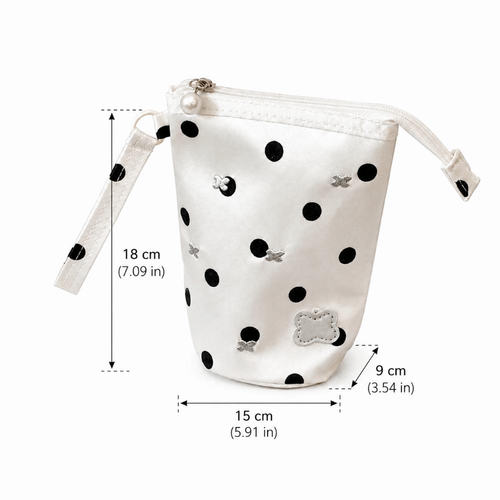 Multi-Functional Pencil Case Polka Dot Print Stationery Bag Portable Stationery Pouch  Gift