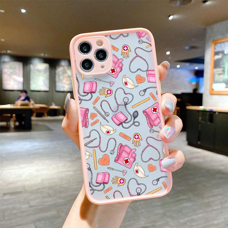 Cartoon Medicine Doctor Nurse Phone Case for IPhone 13 11 14 15 Pro 12 Mini XS MAX XR SE2 7 8 Plus Shockproof Cover Clear Fundas