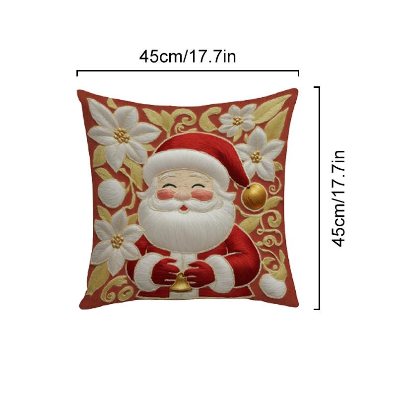 1/4pcs Cushion Cover New Year 2026 Linen Pillow Cases 45*45CM Pillowcase Single-Sided Excludes Inserts 2D Christmas Xmas Gifts
