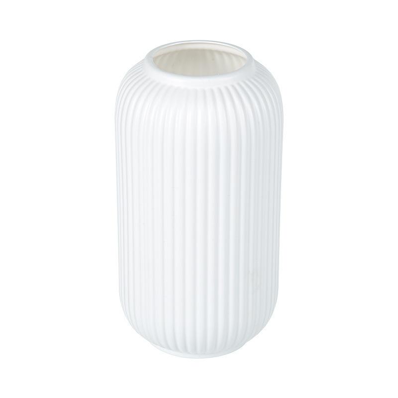 Elegante Vaso in Plastica Effetto Ceramica a Strisce per Fiori - Resistente, Facile da Posizionare, Elemento Decorativo Floreale