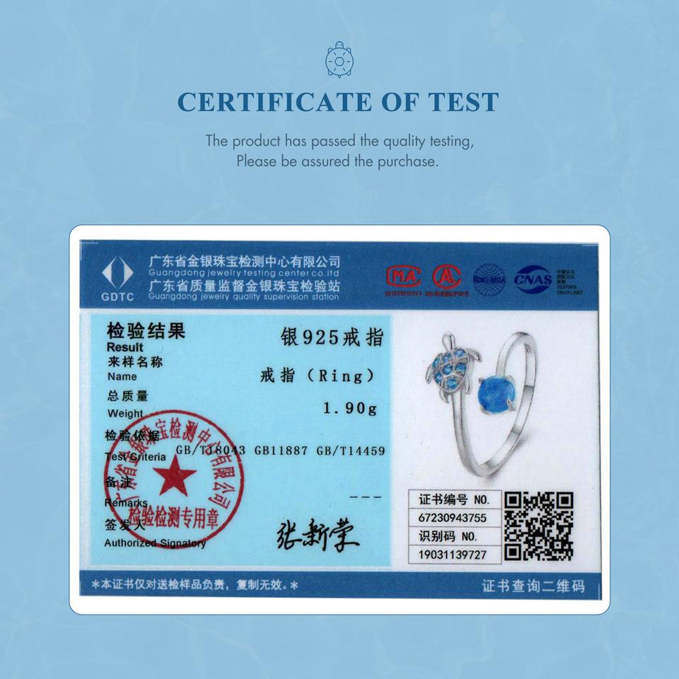 WOSTU Real 925 Sterling Silver Blue Turtle Fire Opal Opening Ring For Women Ocean Animal Stackable Ring Party Jewelry Gift