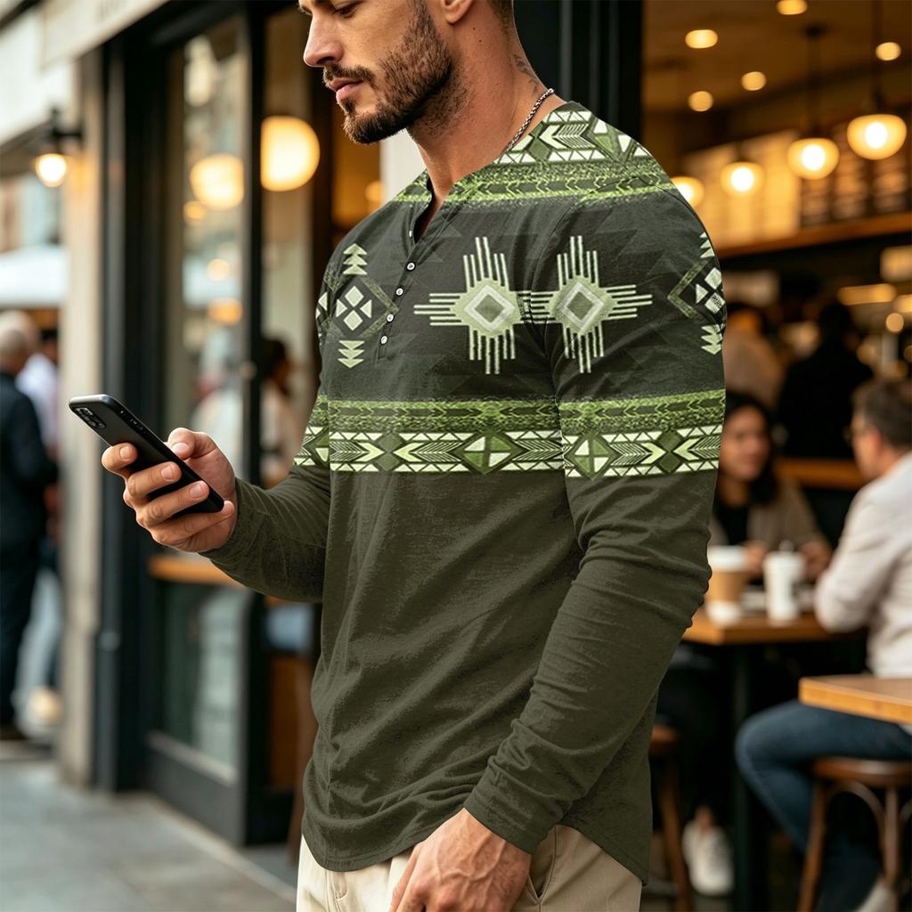 Men's Casual Bohemian Vintage Long Sleeve Shirt