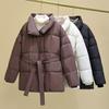 Puffer Cotton Jacket Winter New Style Thickened Korean Style Long Sleeve Drawstring Slim Fit Cotton Coat for Women