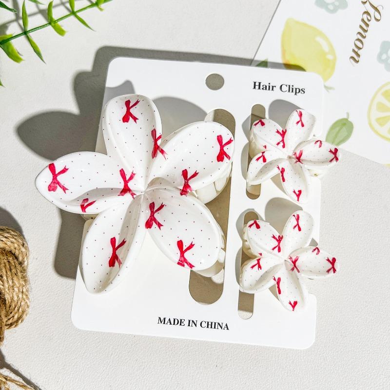Printed Flower Clip Set High-end Seaside Vacation Flower Hair Clip Shark Clip Hair Accessory