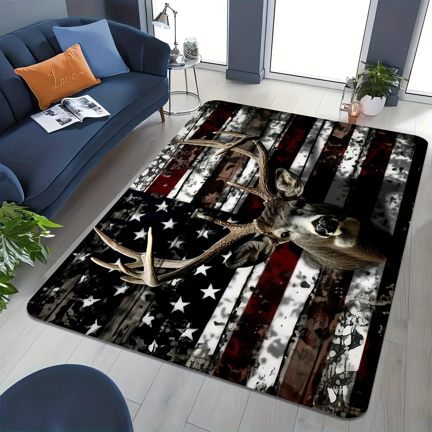 Deer Head Pattern Area Rug - For Bedroom, Entryway Mat, Dining Area, Home Decor 50x80cm