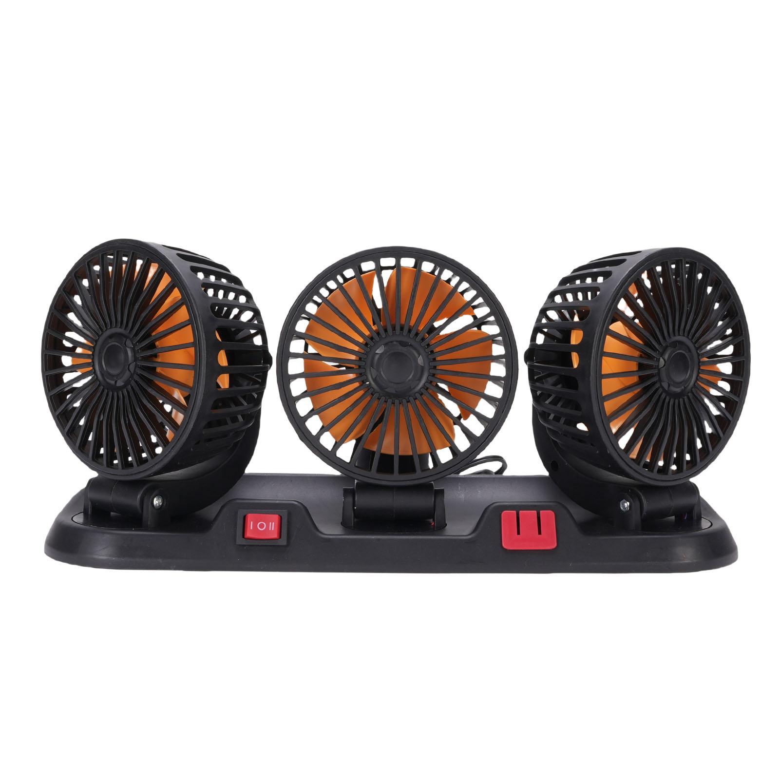 

3-х головной автомобильный вентилятор, 2 скорости, вращающийся на 360 градусов, портативный вентилятор для прикуривателя, автомобильный вентилятор охлаждения для фургона, грузовика, внедорожника